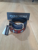 Paolo Vitale bælte "FLAG" navy/rød