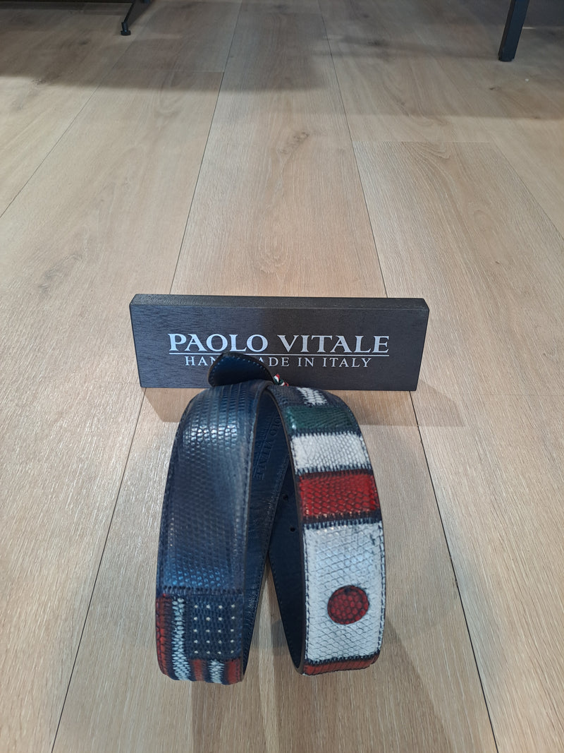 Paolo Vitale bælte "FLAG" navy/rød