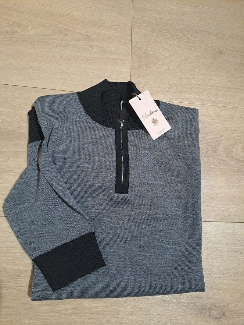 Stenstrøms strik 1/2 zip 422298-1355 grå