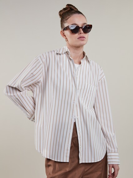 Stenstrøms Skjorte Jackie Col. 222 Beige stripe