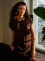Neo Noir Fleur Drapy Satin Blouse 160990 Col.676