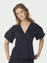 Neo Noir Irina Poplin Blouse 162219 Col. Navy