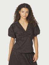 Neo Noir Irina Poplin Blouse 162219 Col. Chocolate Brown