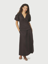 Neo Noir Irina Poplin Blouse 162219 Col. Chocolate Brown