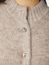 Neo Noir Taura Fluffy Knit Cardigan Col.Beige Mela