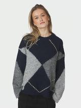 Neo Noir Inga Check Fluff Knit Blouse 165205 141
