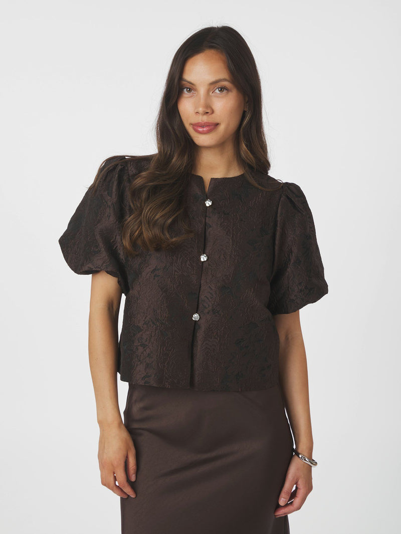 Neo Noir Aisa Brocade Blouse 166369 Col. Brown 676
