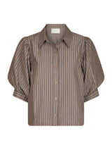 Neo Noir Etta Soft Stripe Stone Shirt 166416 Brown