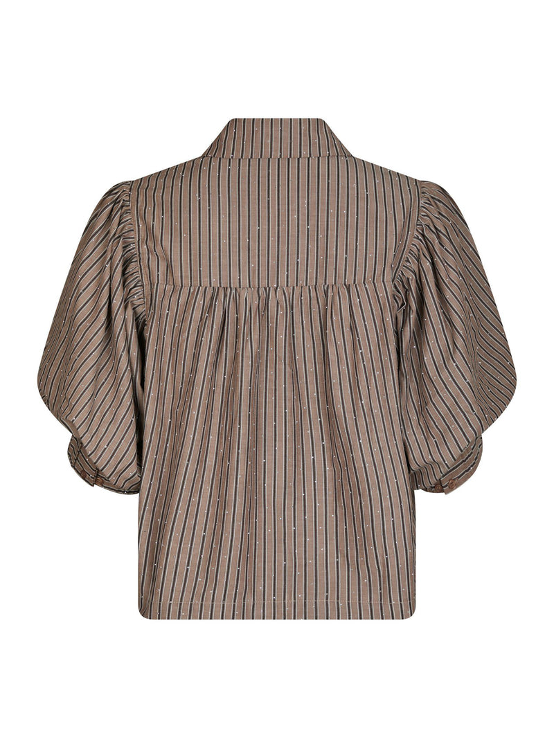 Neo Noir Etta Soft Stripe Stone Shirt 166416 Brown