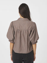 Neo Noir Etta Soft Stripe Stone Shirt 166416 Brown