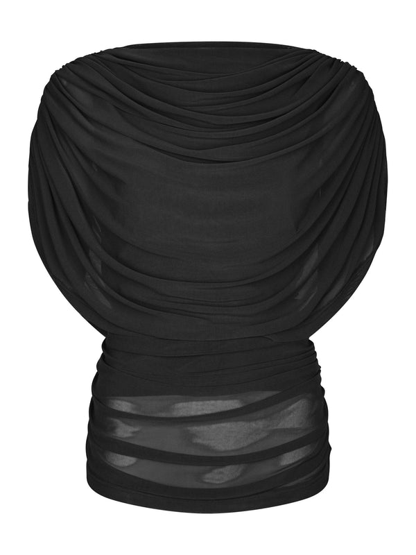Neo Noir Cottuna Drapy Mesh Top 167205 Col. Black