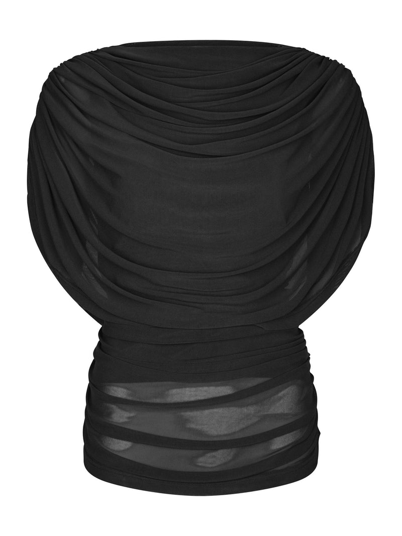 Neo Noir Cottuna Drapy Mesh Top 167205 Col. Black