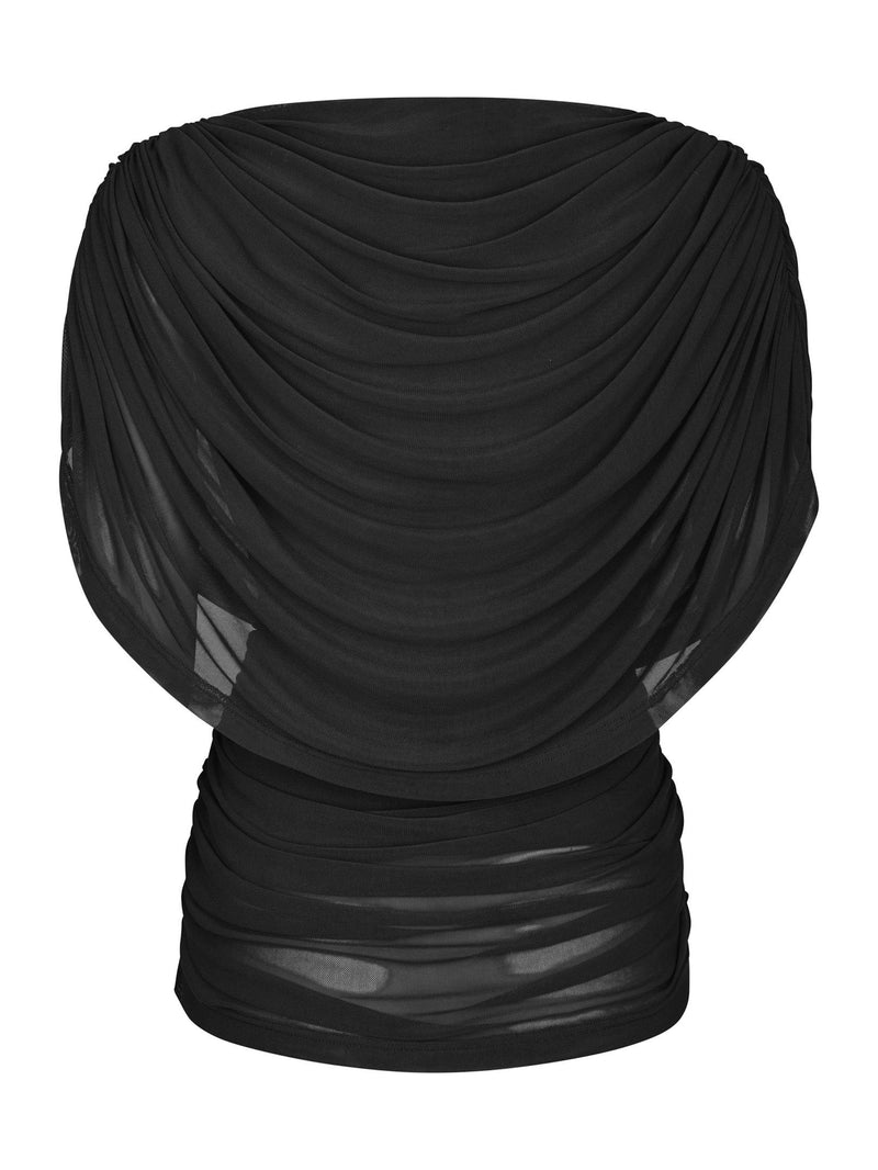 Neo Noir Cottuna Drapy Mesh Top 167205 Col. Black