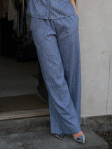 Neo Noir Heifa Emb Stripe Pants 168372 Col. Blue