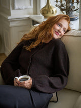 Neo Noir Gio Fluffy Knit Cardigan 168524 Col. Dark brown