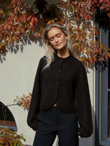 Neo Noir Gio Fluffy Knit Cardigan 168524 Col. Dark brown