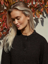 Neo Noir Gio Fluffy Knit Cardigan 168524 Col. Dark brown