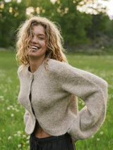 Neo Noir Gio Fluffy Knit Cardigan 168524 Col. Beige melange