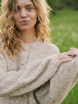 Neo Noir Gio Fluffy Knit Cardigan 168524 Col. Beige melange
