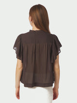 Neo Noir Vinsa S Voile Top 169039 Col. Dark Brown