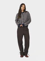 Neo Noir Isana Stripe Fluffy Knit Cardigan 169700 Col. Navy 575