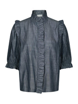 Neo Noir Chacha Chambray Stripe Blouse Col. Blue