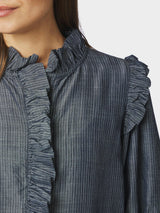 Neo Noir Chacha Chambray Stripe Blouse Col. Blue
