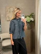 Neo Noir Chacha Chambray Stripe Blouse Col. Blue
