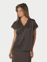Neo Noir Benera Heavy Sateen Lace Blouse 170061 Col. Dark Brown