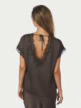 Neo Noir Benera Heavy Sateen Lace Blouse 170061 Col. Dark Brown