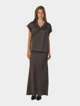 Neo Noir Benera Heavy Sateen Lace Blouse 170061 Col. Dark Brown