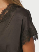 Neo Noir Benera Heavy Sateen Lace Blouse 170061 Col. Dark Brown