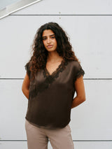 Neo Noir Benera Heavy Sateen Lace Blouse 170061 Col. Dark Brown