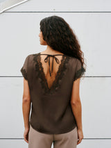 Neo Noir Benera Heavy Sateen Lace Blouse 170061 Col. Dark Brown