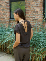 Neo Noir Benera Heavy Sateen Lace Blouse 170061 Col. Dark Brown