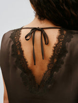 Neo Noir Benera Heavy Sateen Lace Blouse 170061 Col. Dark Brown