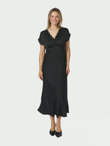 Neo Noir Clarita Drapy Sateen Dress 170554 Col.Black