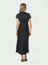 Neo Noir Clarita Drapy Sateen Dress 170554 Col.Black