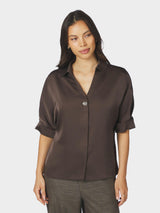Neo Noir Carm Heavy Sateen Shirt 170699 Col. Dark brown 676