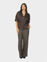Neo Noir Carm Heavy Sateen Shirt 170699 Col. Dark brown 676