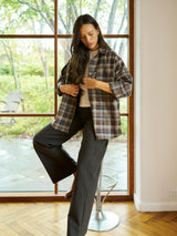 Neo Noir Dalma Flannel Check Shirt 171678 Col. Dark Taupe 811
