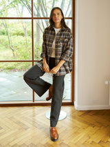 Neo Noir Dalma Flannel Check Shirt 171678 Col. Dark Taupe 811