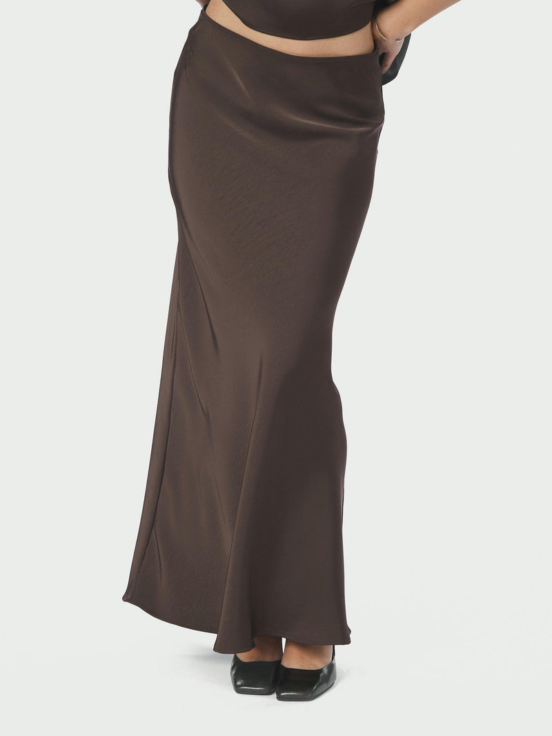 Neo Noir Vicky Heavy Sateen Skirt 159588 Col. Dark Brown