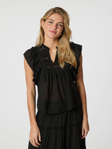 Neo Noir Jayla S Voile Top 159881 Col. Black 100