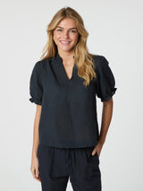Neo Noir Odesa Linen Blouse 160264 Col. Navy 141