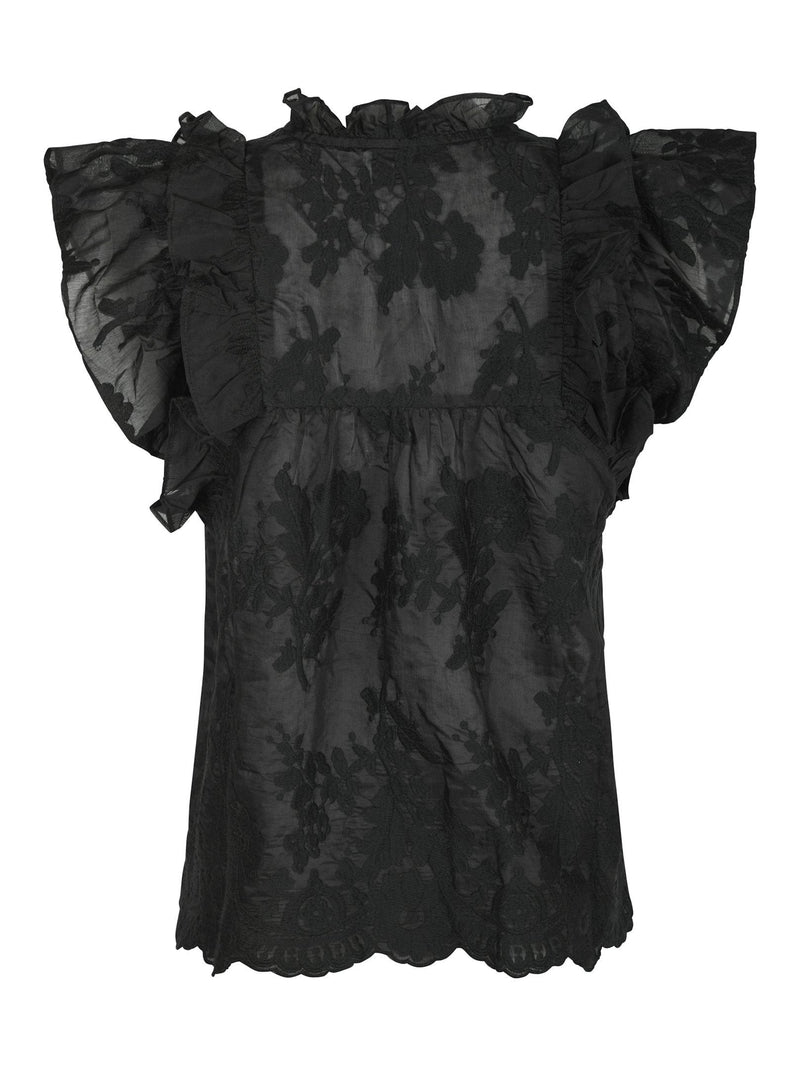 Neo Noir Top Jayla Big Embroidery 163034 Sort 100