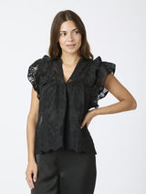 Neo Noir Top Jayla Big Embroidery 163034 Sort 100