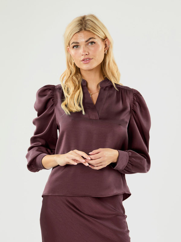 Neo Noir Bluse Rosslyn Heavy Sateen 163769Burgundy