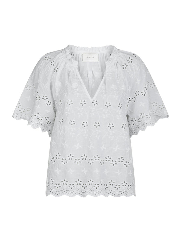 Neo noir Bluse Odet Embroidery 165172 Hvid