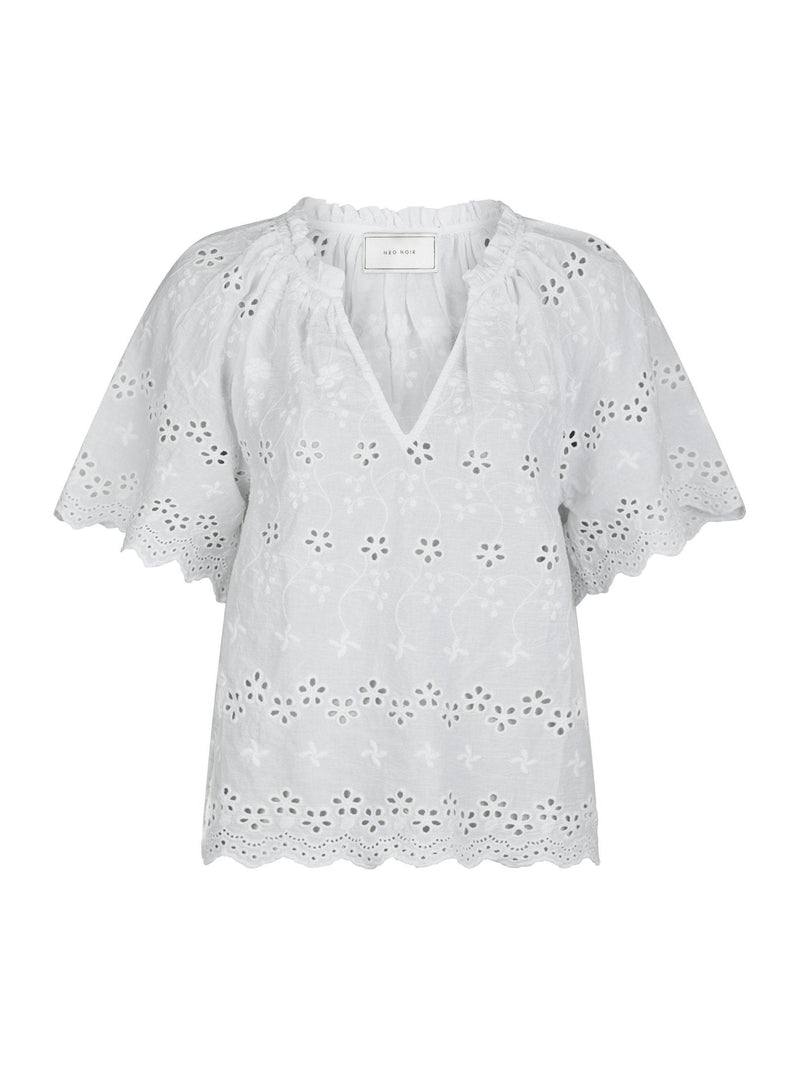 Neo noir Bluse Odet Embroidery 165172 Hvid